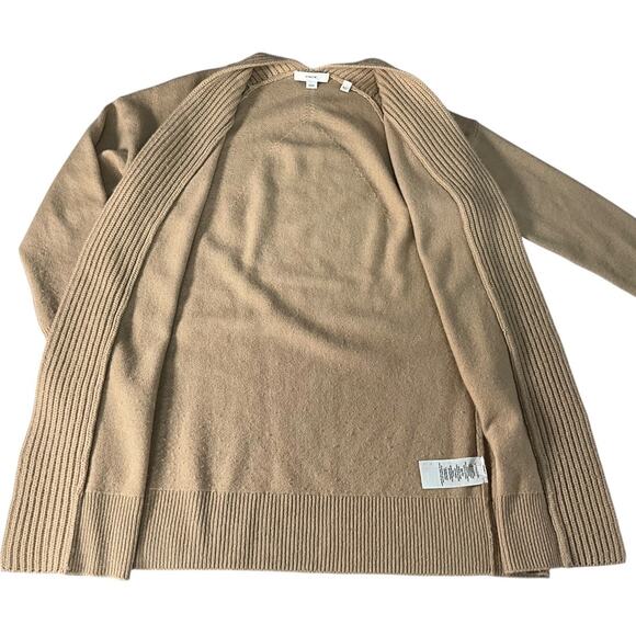 Vince Rib Placket Wool & Cashmere Blend Cardigan in Camel Size XS Soft Cozy Long - Picture 9 of 11